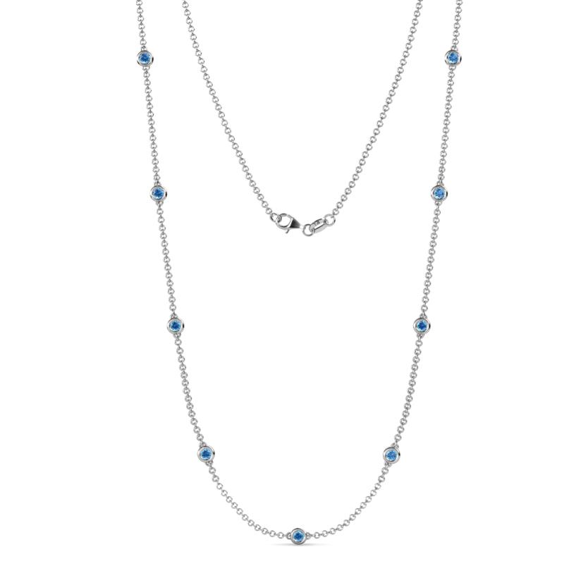 Adia (9 Stn/3.4mm) Blue Topaz on Cable Necklace 