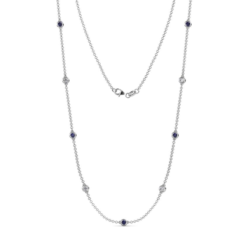 Adia (9 Stn/3.4mm) Blue Sapphire and Diamond on Cable Necklace 