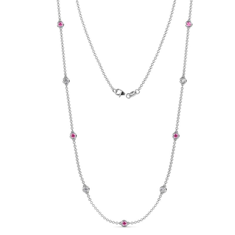 Adia (9 Stn/3.4mm) Pink Sapphire and Diamond on Cable Necklace 