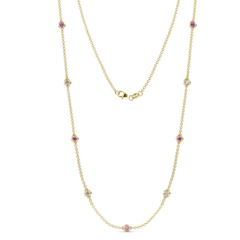 Adia (9 Stn/3.4mm) Amethyst and Diamond on Cable Necklace 