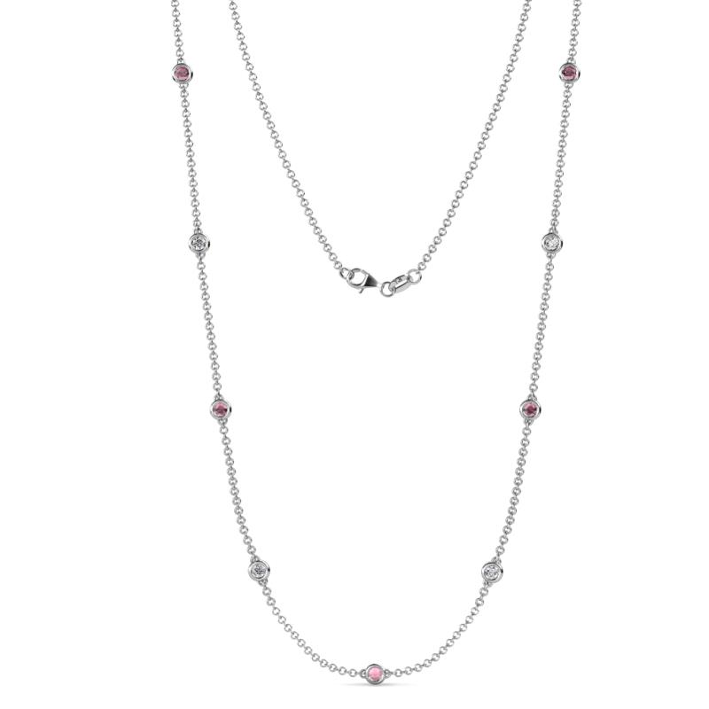 Adia (9 Stn/3.4mm) Rhodolite Garnet and Diamond on Cable Necklace 