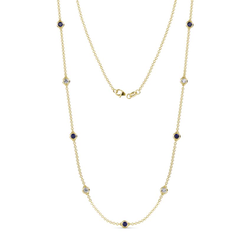 Adia (9 Stn/4mm) Blue Sapphire and Diamond on Cable Necklace 