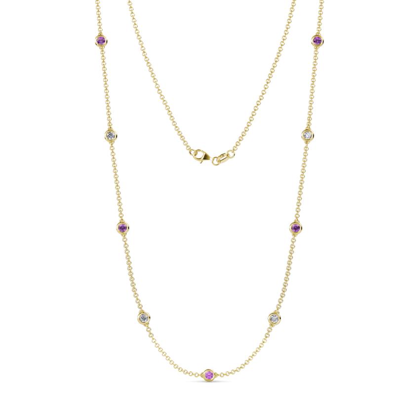 Adia (9 Stn/4mm) Amethyst and Diamond on Cable Necklace 