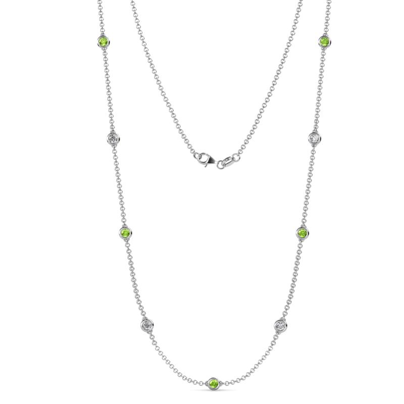 Adia (9 Stn/4mm) Peridot and Diamond on Cable Necklace 