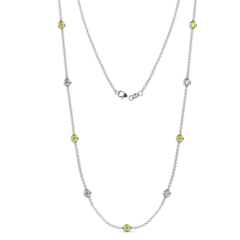 Adia (9 Stn/4mm) Yellow Sapphire and Diamond on Cable Necklace 