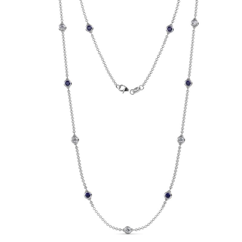 Asta (11 Stn/4mm) Blue Sapphire and Diamond on Cable Necklace 