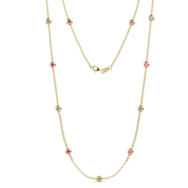 Asta (11 Stn/4mm) Pink Sapphire and Diamond on Cable Necklace 