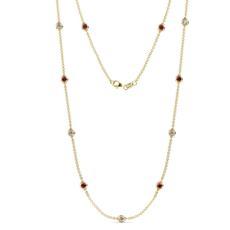 Asta (11 Stn/4mm) Ruby and Diamond on Cable Necklace 