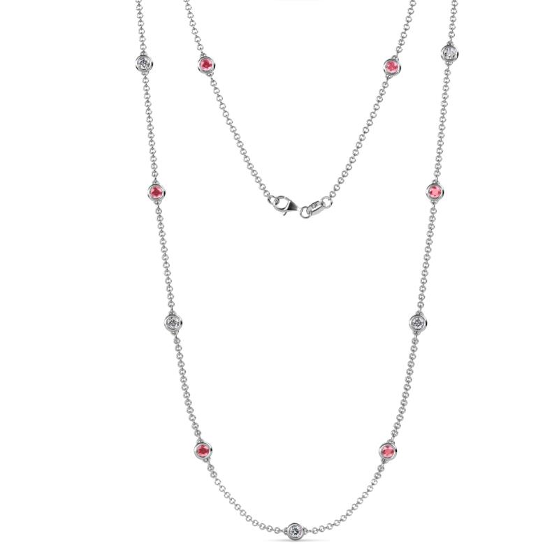 Asta (11 Stn/4mm) Pink Tourmaline and Diamond on Cable Necklace 