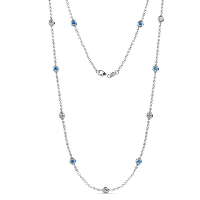 Asta (11 Stn/4mm) Blue Topaz and Diamond on Cable Necklace 