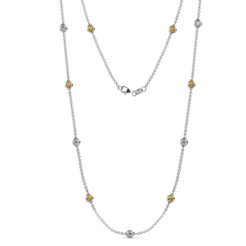 Asta (11 Stn/4mm) Citrine and Diamond on Cable Necklace 