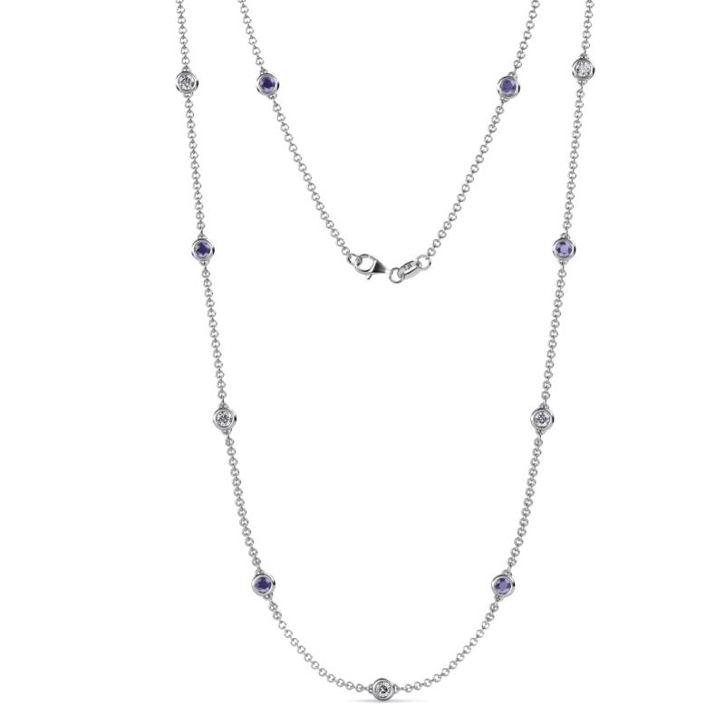 Asta (11 Stn/4mm) Iolite and Diamond on Cable Necklace 