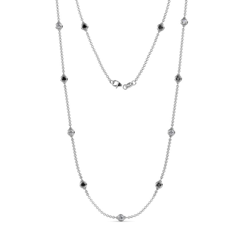 Asta (11 Stn/4mm) Black and White Diamond on Cable Necklace 
