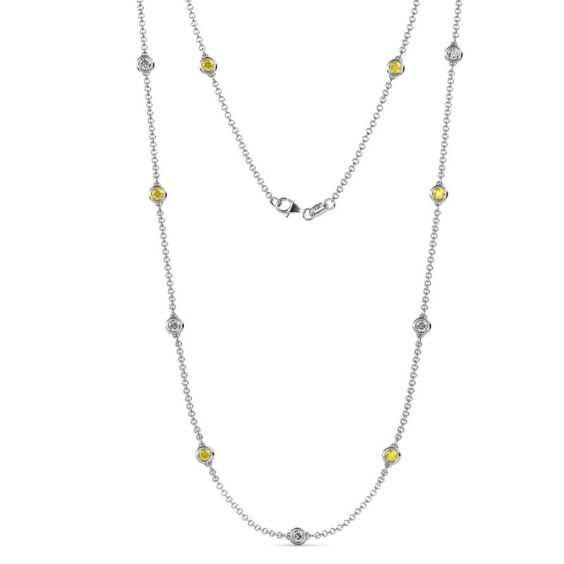 Asta (11 Stn/4mm) Yellow Sapphire and Diamond on Cable Necklace 