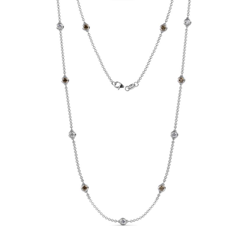 Asta (11 Stn/4mm) Smoky Quartz and Diamond on Cable Necklace 