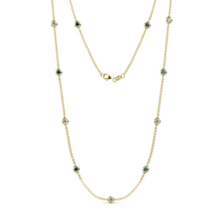 Asta (11 Stn/4mm) London Blue Topaz and Diamond on Cable Necklace 