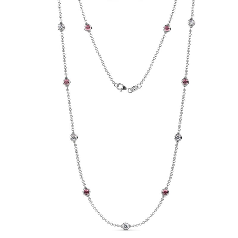Asta (11 Stn/4mm) Rhodolite Garnet and Diamond on Cable Necklace 
