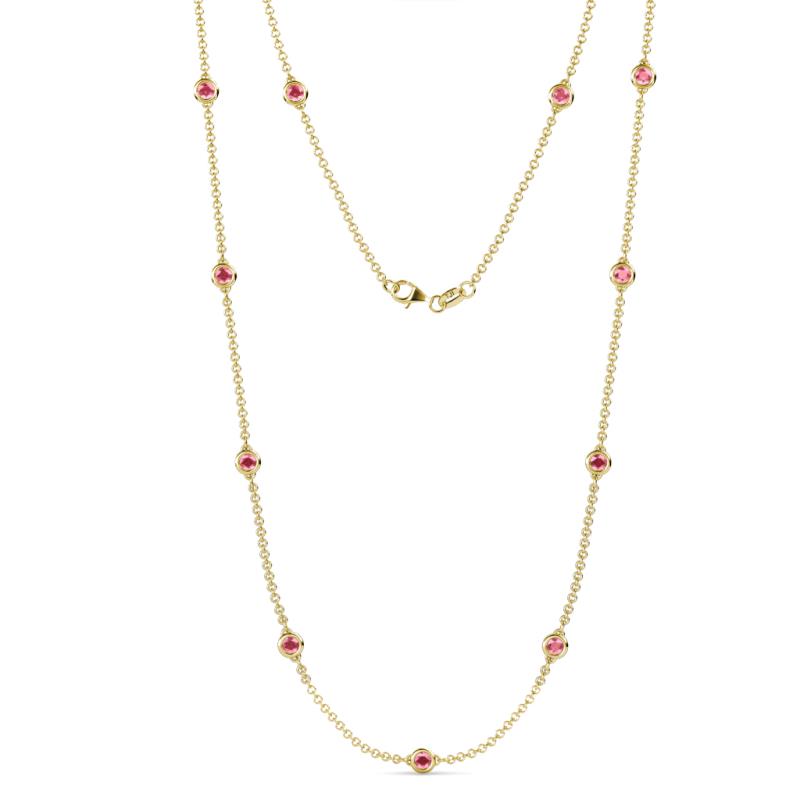 Asta (11 Stn/4mm) Pink Tourmaline on Cable Necklace 