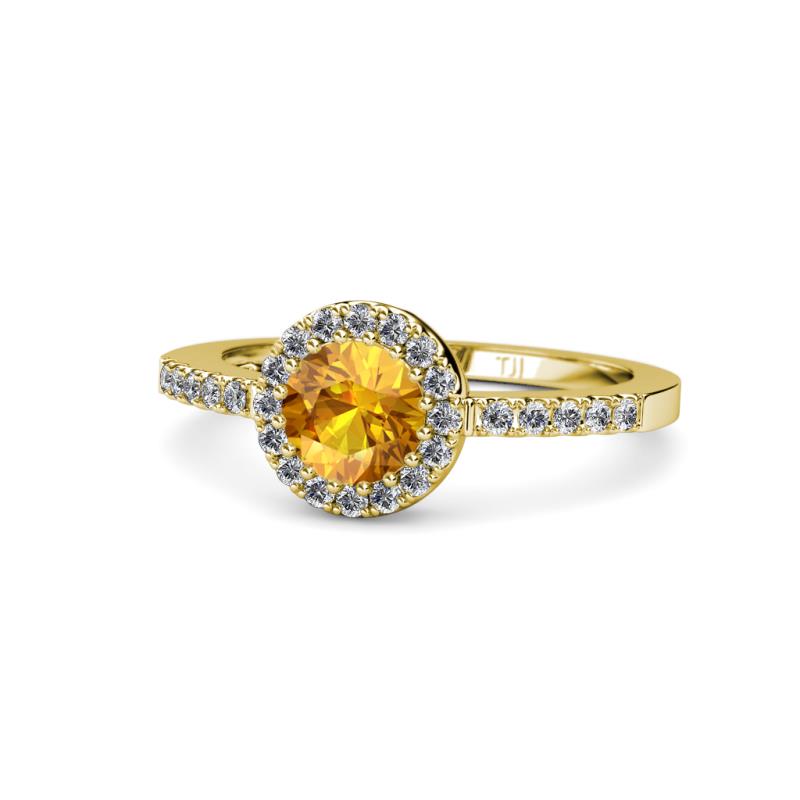 Eleanor Citrine and Diamond Halo Engagement Ring 