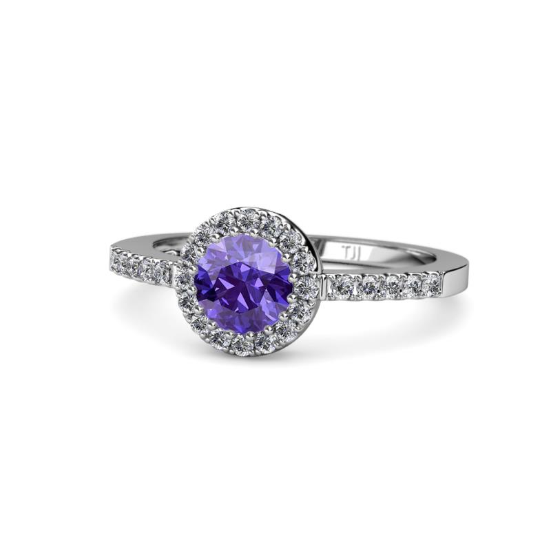 Eleanor Iolite and Diamond Halo Engagement Ring 