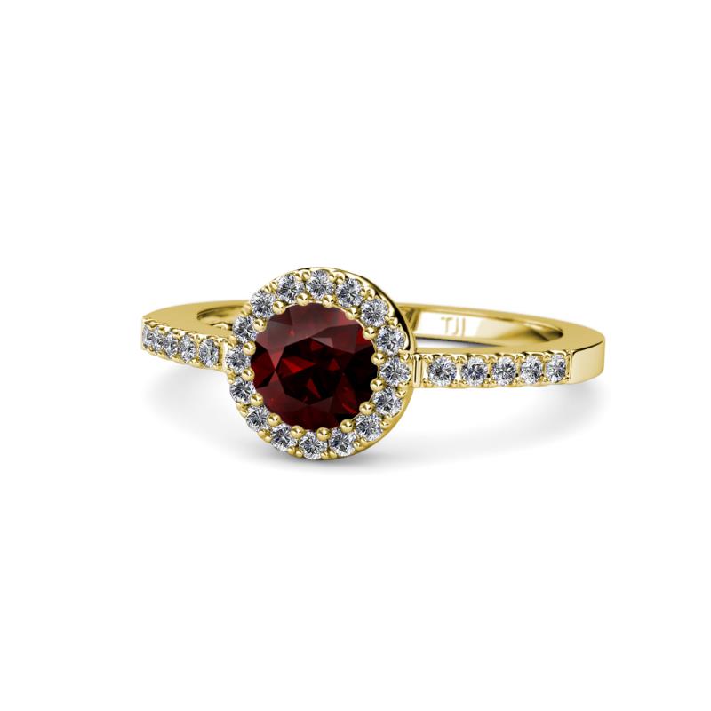 Eleanor Red Garnet and Diamond Halo Engagement Ring 