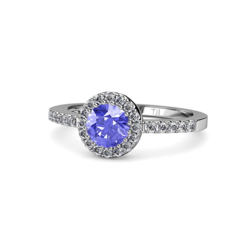 Eleanor Tanzanite and Diamond Halo Engagement Ring 