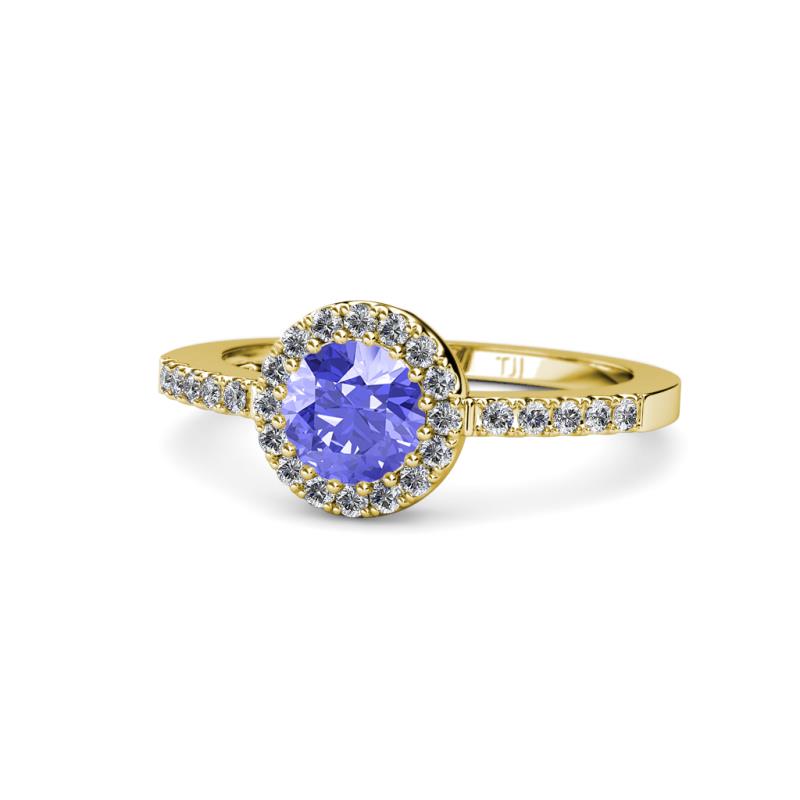 Eleanor Tanzanite and Diamond Halo Engagement Ring 