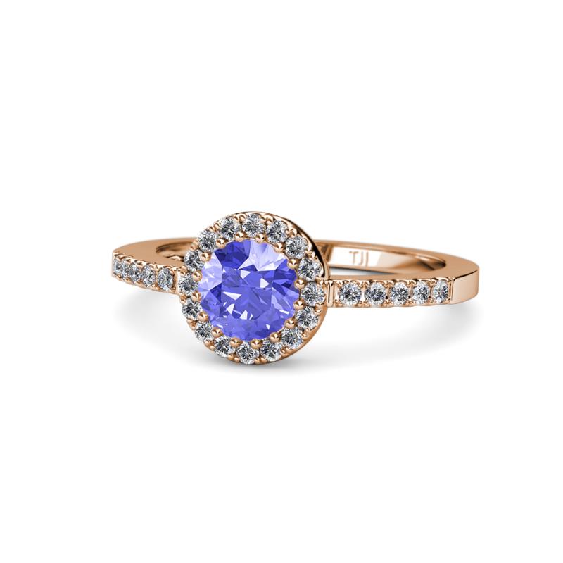 Eleanor Tanzanite and Diamond Halo Engagement Ring 