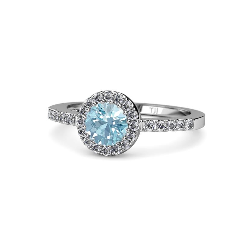 Eleanor Aquamarine and Diamond Halo Engagement Ring 
