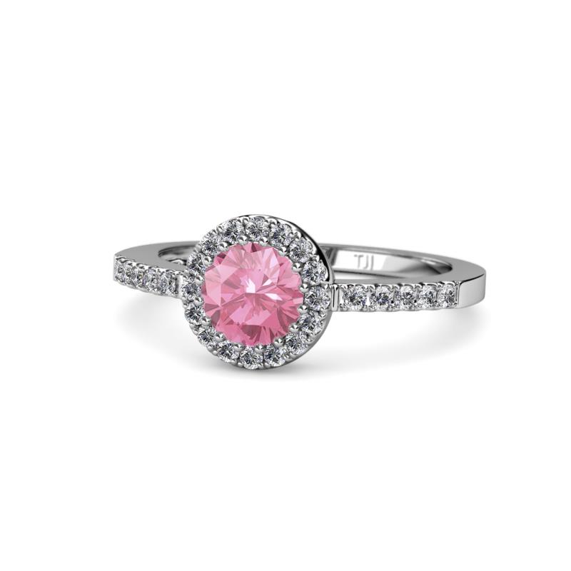 Eleanor Pink Tourmaline and Diamond Halo Engagement Ring 