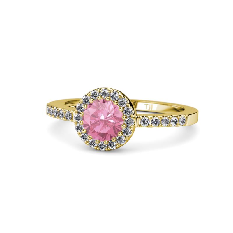 Eleanor Pink Tourmaline and Diamond Halo Engagement Ring 