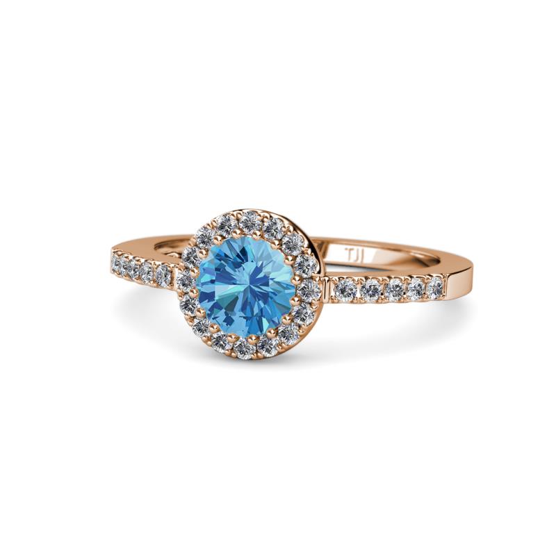 Eleanor Blue Topaz and Diamond Halo Engagement Ring 