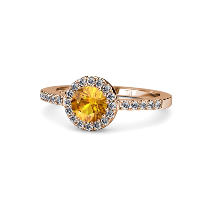 Eleanor Citrine and Diamond Halo Engagement Ring 