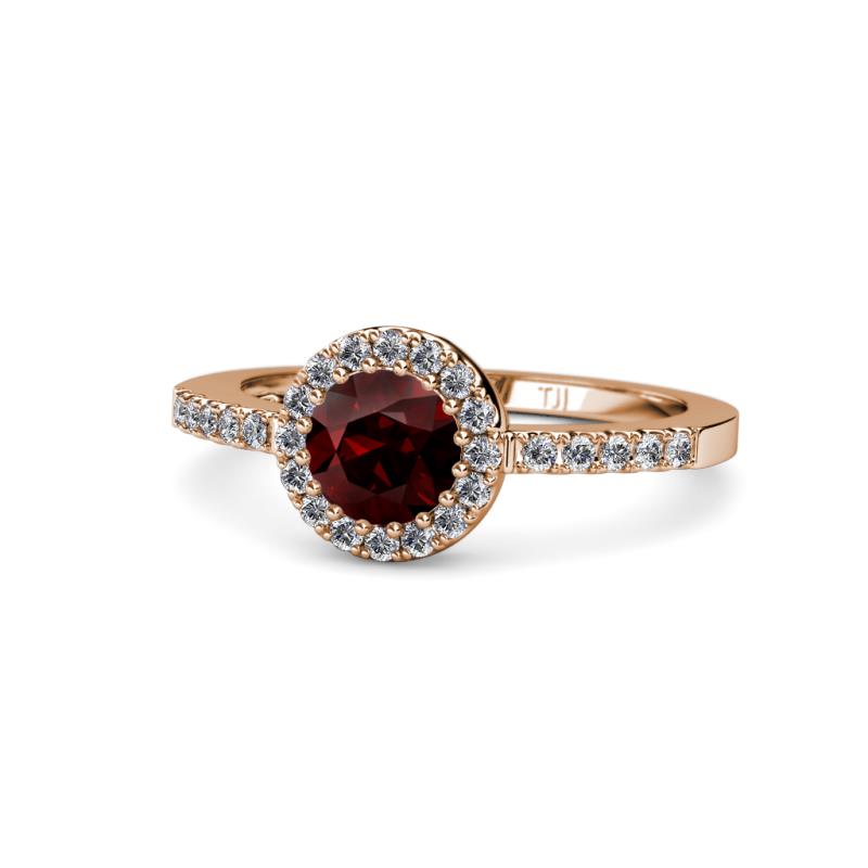 Eleanor Red Garnet and Diamond Halo Engagement Ring 