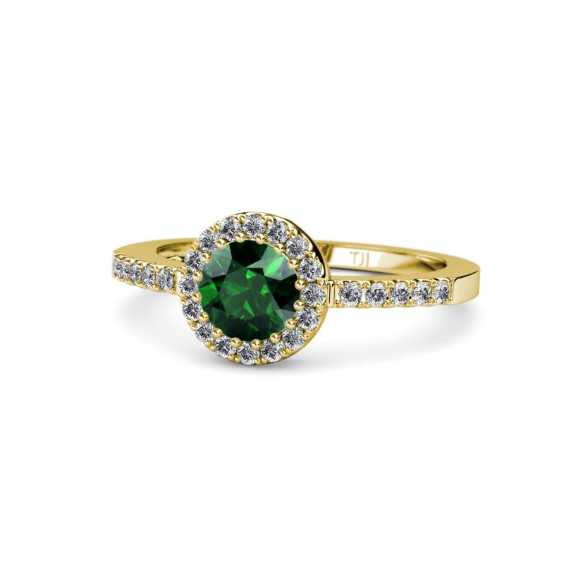 Eleanor Emerald and Diamond Halo Engagement Ring 