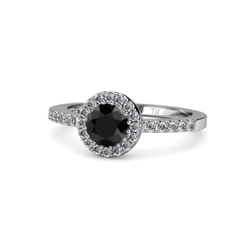 Eleanor Black and White Diamond Halo Engagement Ring 