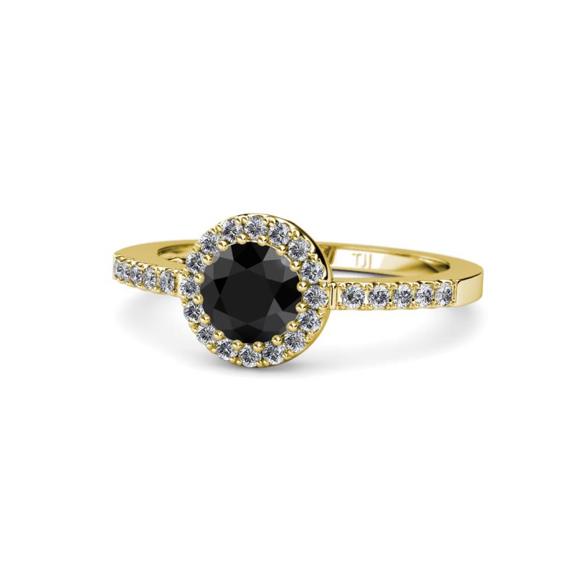 Eleanor Black and White Diamond Halo Engagement Ring 