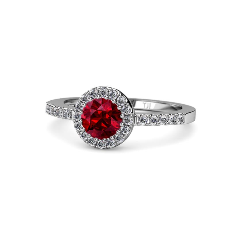 Eleanor Ruby and Diamond Halo Engagement Ring 