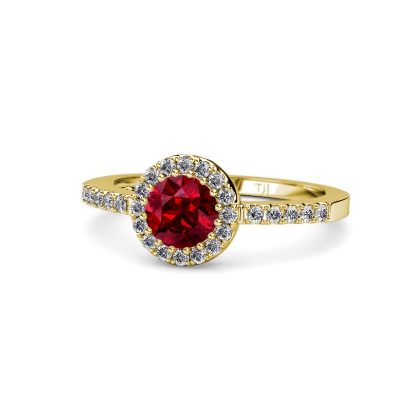 Eleanor Ruby and Diamond Halo Engagement Ring 