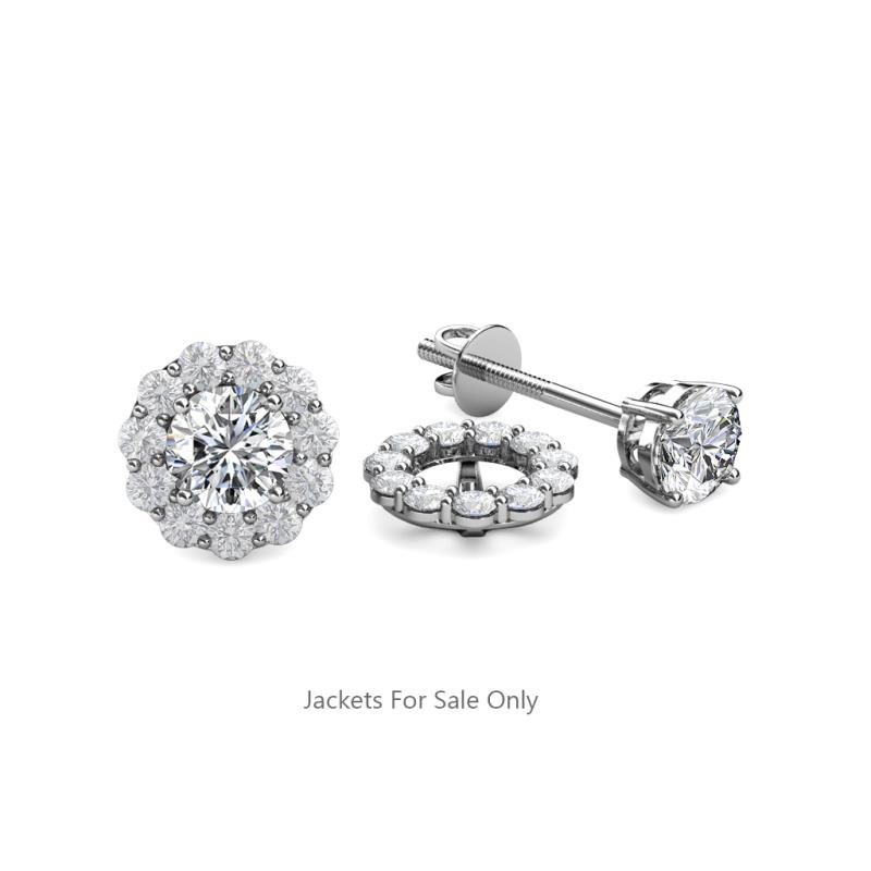 Serena 0.57 ctw (2.00 mm) Round White Sapphire Jackets Earrings 