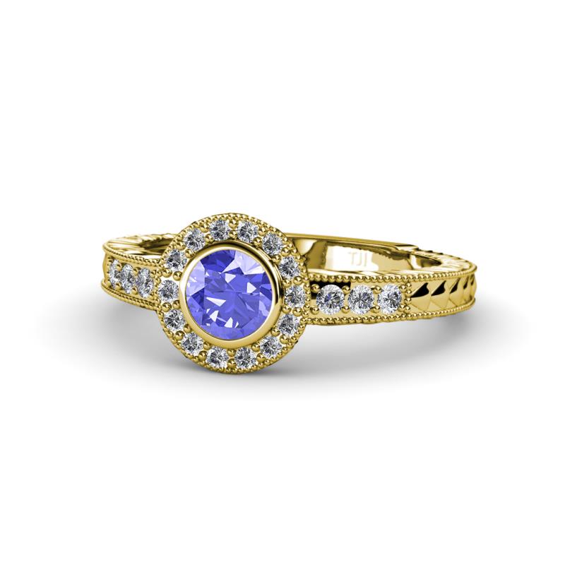 Meir Tanzanite and Diamond Halo Engagement Ring 