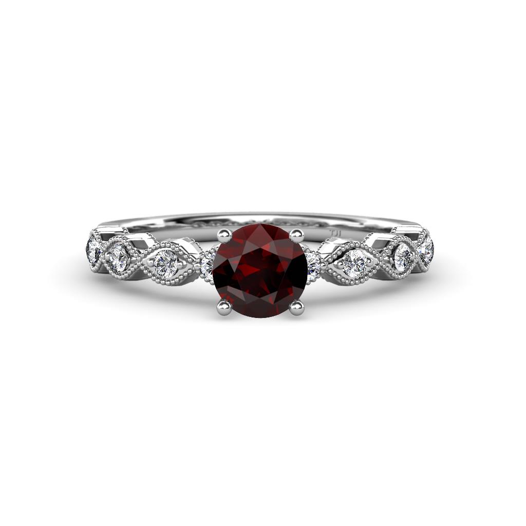 Amaira Red Garnet and Diamond Engagement Ring 