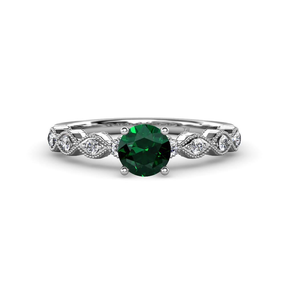 Amaira Emerald and Diamond Engagement Ring 