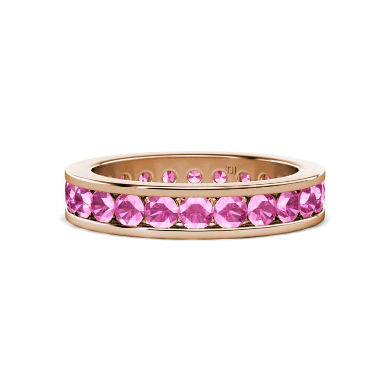 Celina 3.00 mm Round Pink Sapphire Eternity Band 