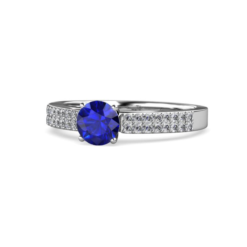 Aysel Blue Sapphire and Diamond Double Row Engagement Ring 