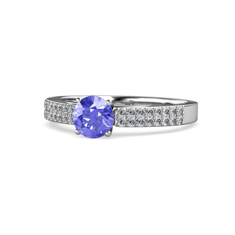 Aysel Tanzanite and Diamond Double Row Engagement Ring 