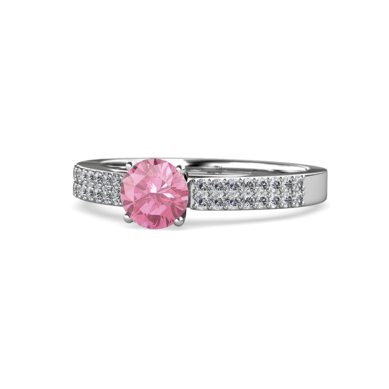 Aysel Pink Tourmaline and Diamond Double Row Engagement Ring 