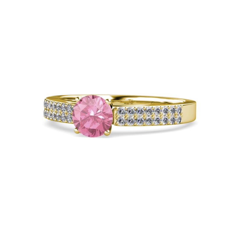 Aysel Pink Tourmaline and Diamond Double Row Engagement Ring 