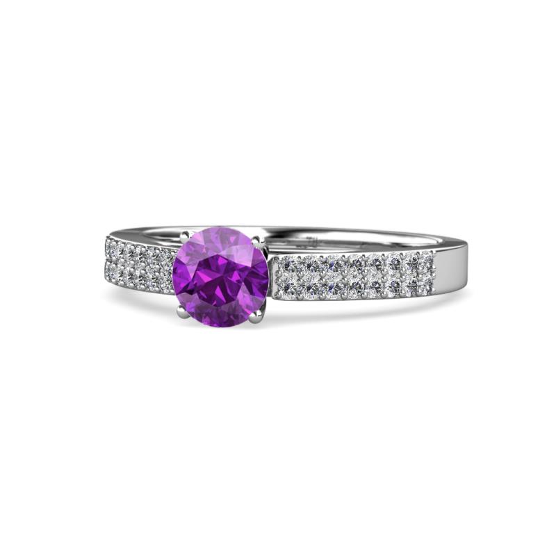 Aysel Amethyst and Diamond Double Row Engagement Ring 