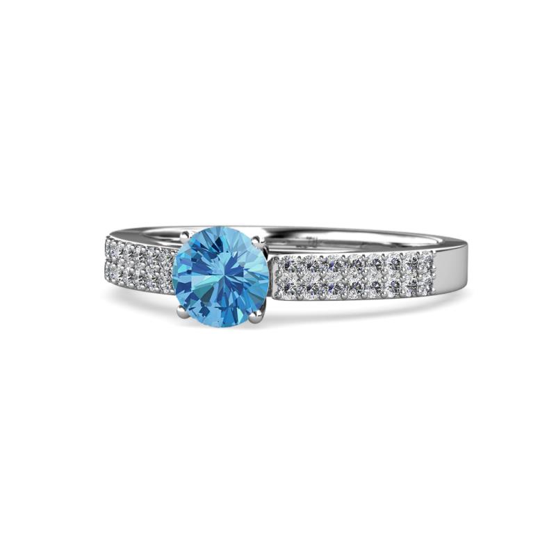 Aysel Blue Topaz and Diamond Double Row Engagement Ring 